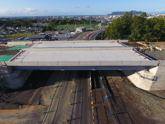 函館新外環状道路 函館市 日吉IC橋床版外一連工事 竣工(日吉IC橋)